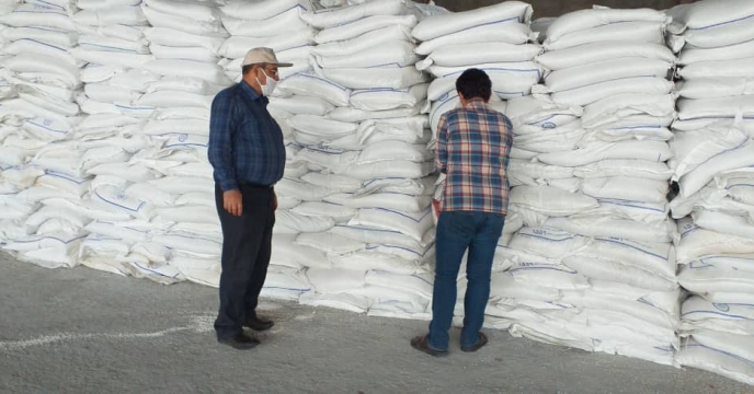 نمونه برداری از کودهای ارسالی از بندر عباس در انبار سی هزار تنی کود  استان آذربایجان شرقی
