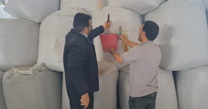 نمونه برداری از کودهای کلرور پتاسیم گرانوله در انبار سی هزار تنی تبریز