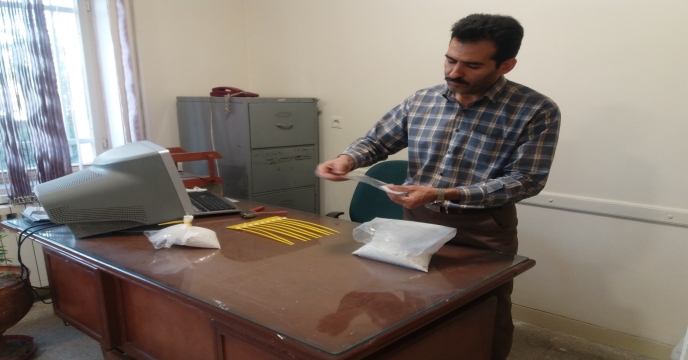نمونه برداری از کود سولفات پتاسیم گرانوله انبار شهید شاملو – استان مرکزی