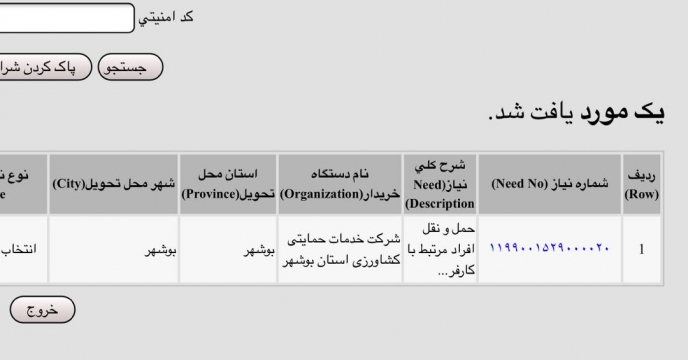 استعلام بهاء خودروهای استیجاری شرکت خدمات حمایتی کشاورزی استان بوشهر