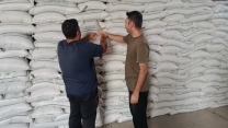 نمونه‌برداری از کود سولفات پتاسیم تولید داخل در انبار مرکزی شرکت خدمات حمایتی کشاورزی استان تهران